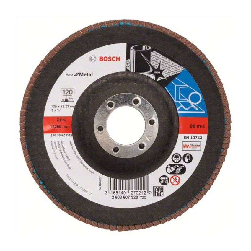 Bosch 2608607320 X571 Best for Metal legyezőtárcsa fémhez 125mm P120 hajlított kivitel termék fő termékképe