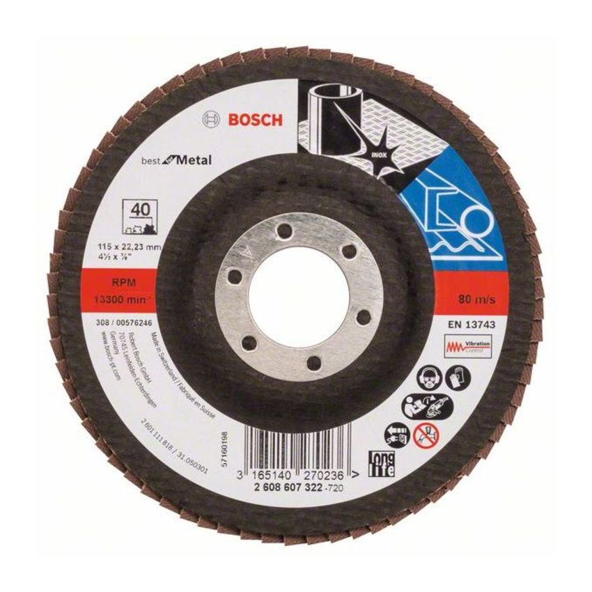 Bosch 2608607322 X571 Best for Metal legyezőtárcsa fémhez 115mm P40 egyenes kivitel termék fő termékképe