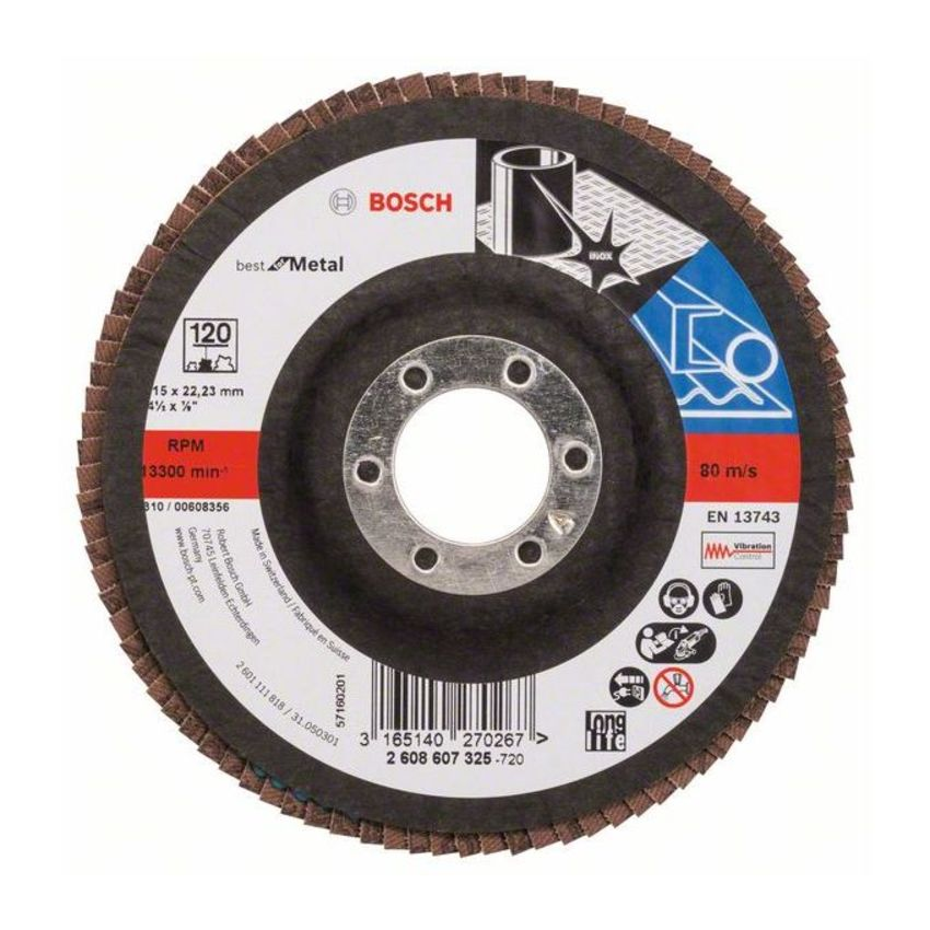 Bosch 2608607325 X571 Best for Metal legyezőtárcsa fémhez 115mm P120 egyenes kivitel termék fő termékképe