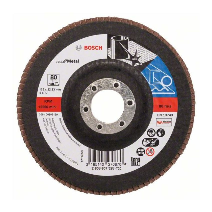 Bosch 2608607328 X571 Best for Metal legyezőtárcsa fémhez 125mm P80 egyenes kivitel termék fő termékképe