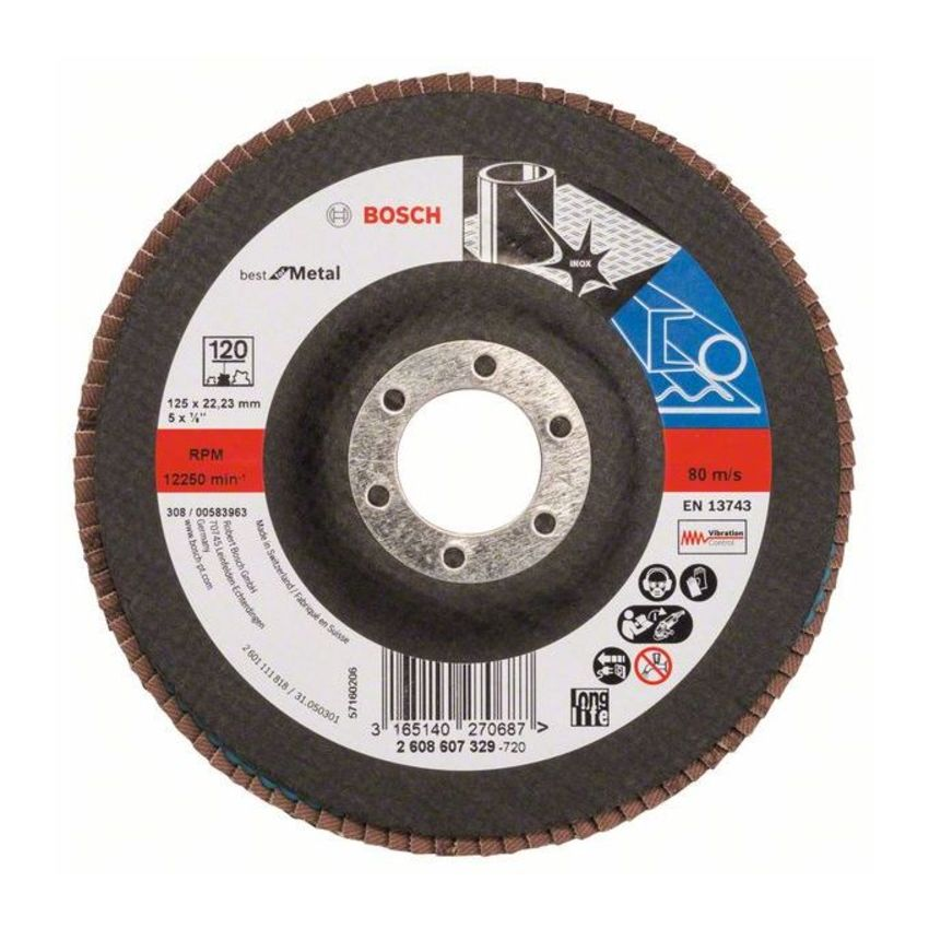 Bosch 2608607329 X571 Best for Metal legyezőtárcsa fémhez 125mm P120 egyenes kivitel termék fő termékképe