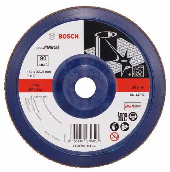 Bosch 2608607344 X571 Best for Metal legyezőtárcsa fémhez 180mm P80 egyenes kivitel termék fő termékképe