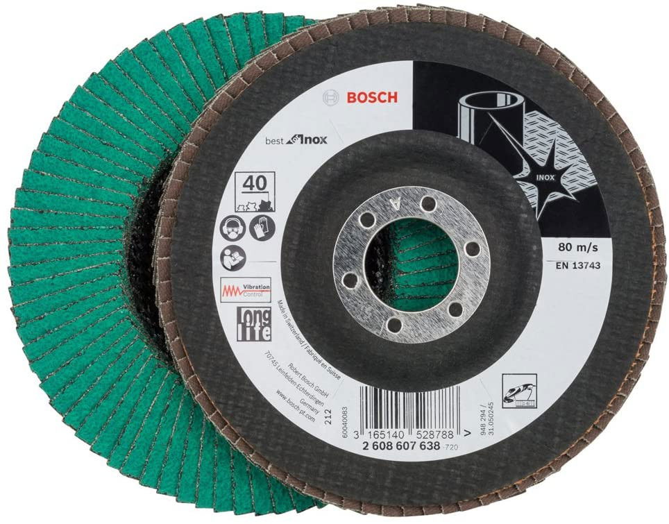 Bosch 2608607638 X581 Best for Inox legyezőtárcsa rozsdamentes acélhoz 125mm P40 hajlított termék fő termékképe