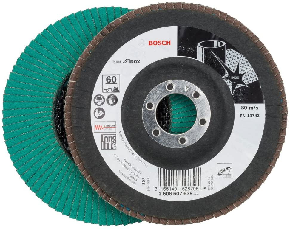 Bosch 2608607639 X581 Best for Inox legyezőtárcsa rozsdamentes acélhoz 125mm P60 hajlított termék fő termékképe