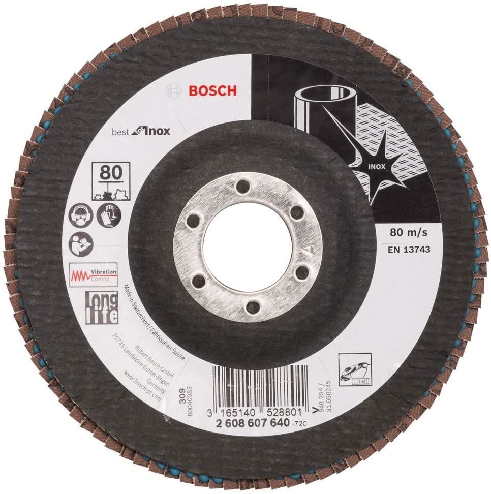 Bosch 2608607640 X581 Best for Inox legyezőtárcsa rozsdamentes acélhoz 125mm P80 hajlított termék fő termékképe
