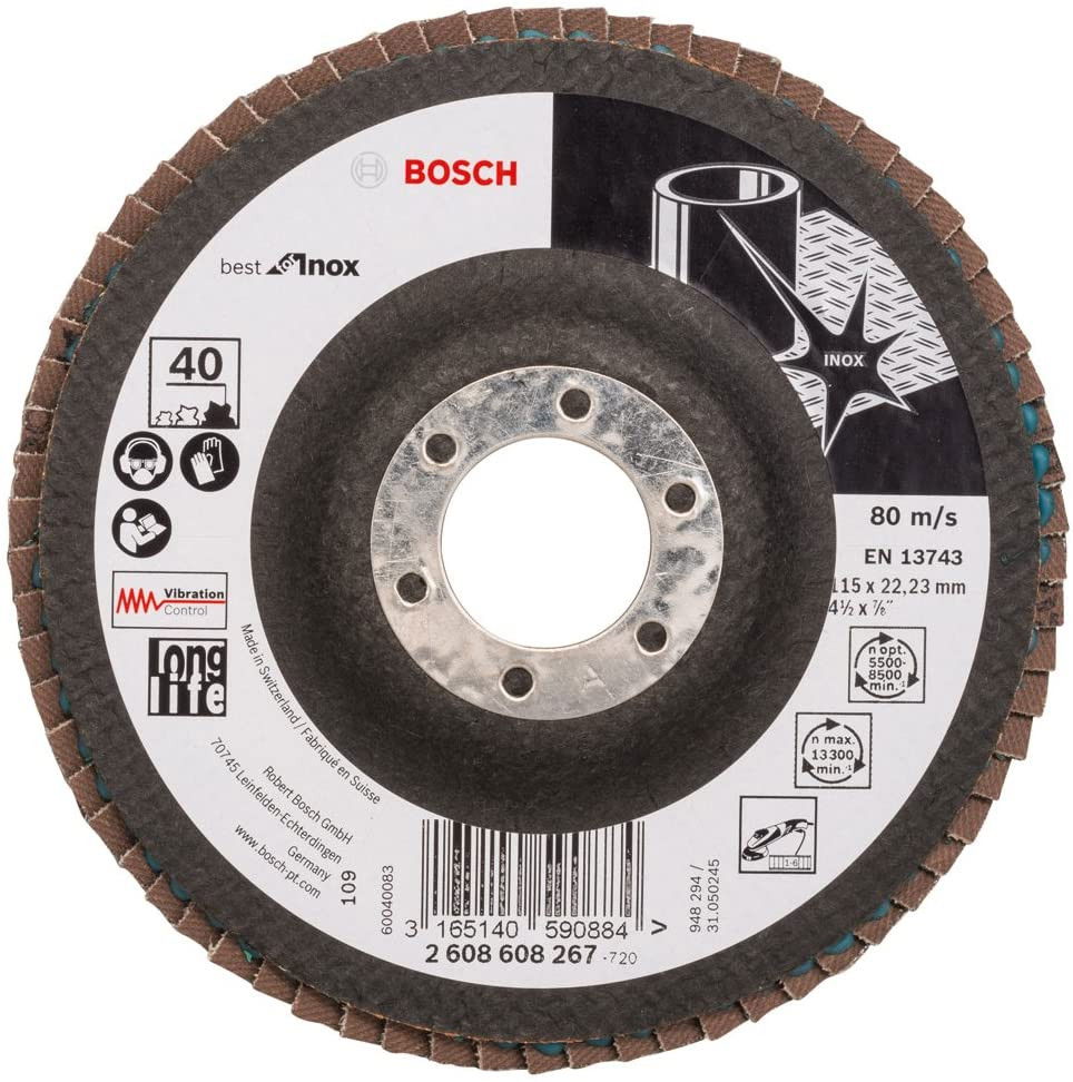 Bosch 2608608267 X581 Best for Inox legyezőtárcsa rozsdamentes acélhoz 115mm P40 egyenes termék fő termékképe