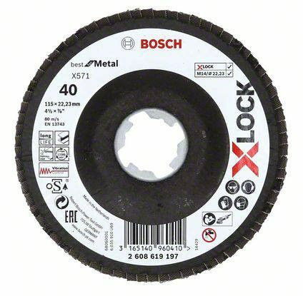 Bosch 2608619197 X-LOCK X571 Best for Metal legyezőtárcsa 115mm P40 hajlított kivitel termék fő termékképe