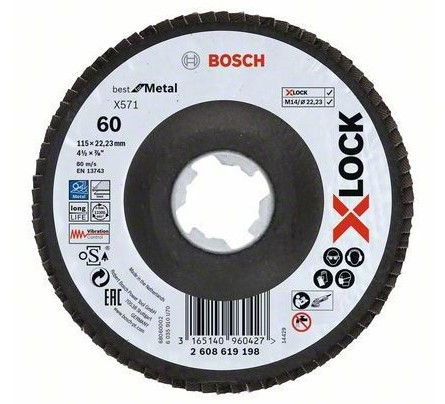 Bosch 2608619198 X-LOCK X571 Best for Metal legyezőtárcsa 115mm P60 hajlított kivitel termék fő termékképe