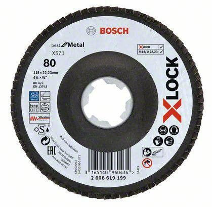Bosch 2608619199 X-LOCK X571 Best for Metal legyezőtárcsa 115mm P80 hajlított kivitel termék fő termékképe
