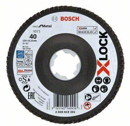 Bosch 2608619201 X-LOCK X571 Best for Metal legyezőtárcsa 125mm P40 hajlított kivitel termék fő termékképe