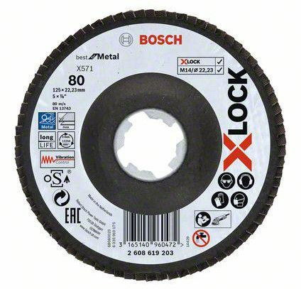 Bosch 2608619203 X-LOCK X571 Best for Metal legyezőtárcsa 125mm P80 hajlított kivitel termék fő termékképe
