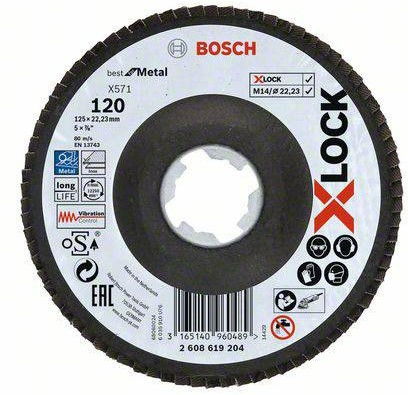 Bosch 2608619204 X-LOCK X571 Best for Metal legyezőtárcsa 125mm P120 hajlított kivitel termék fő termékképe