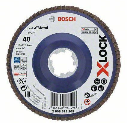 Bosch 2608619205 X-LOCK X571 Best for Metal legyezőtárcsa 115mm P40 egyenes kivitel termék fő termékképe