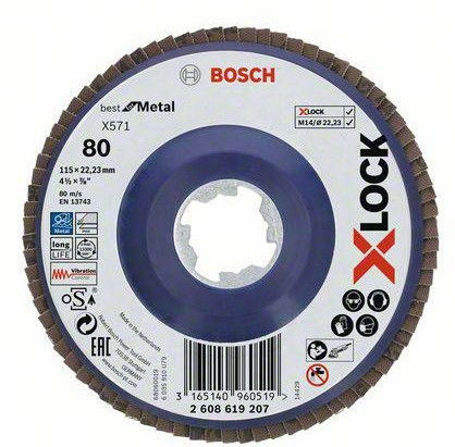 Bosch 2608619207 X-LOCK X571 Best for Metal legyezőtárcsa 115mm P80 egyenes kivitel termék fő termékképe