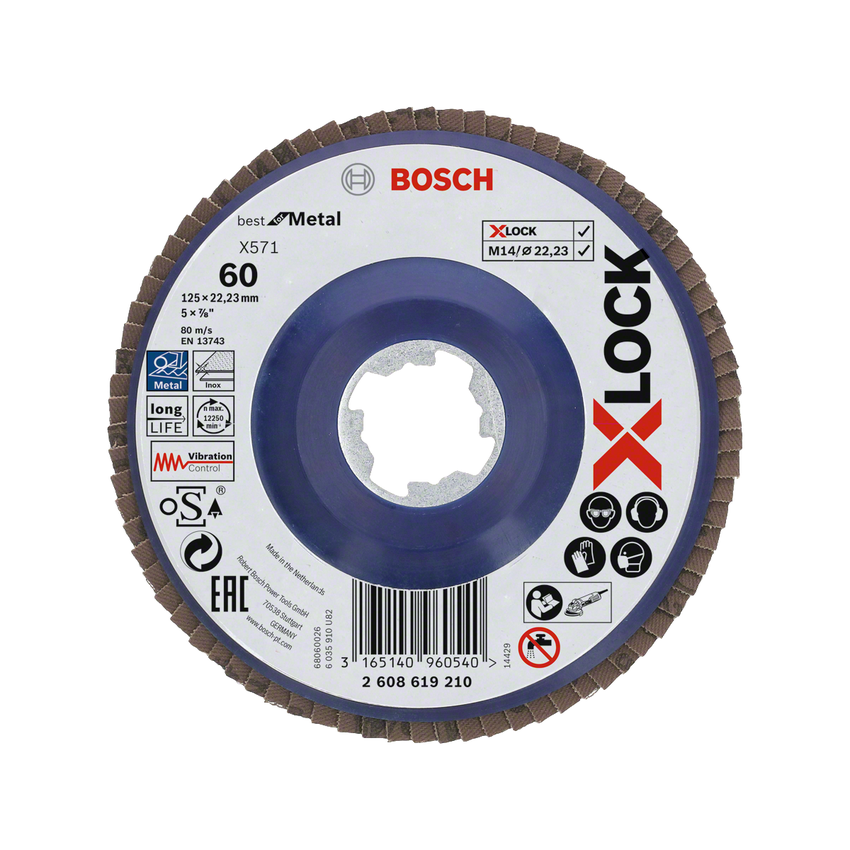 Bosch 2608619210 X-LOCK X571 Best for Metal legyezőtárcsa 125mm P60 egyenes kivitel termék fő termékképe