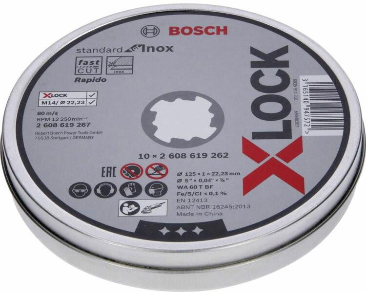 Bosch 2608619267 X-LOCK Standard for Inox vágótárcsa 125mm 10db termék fő termékképe