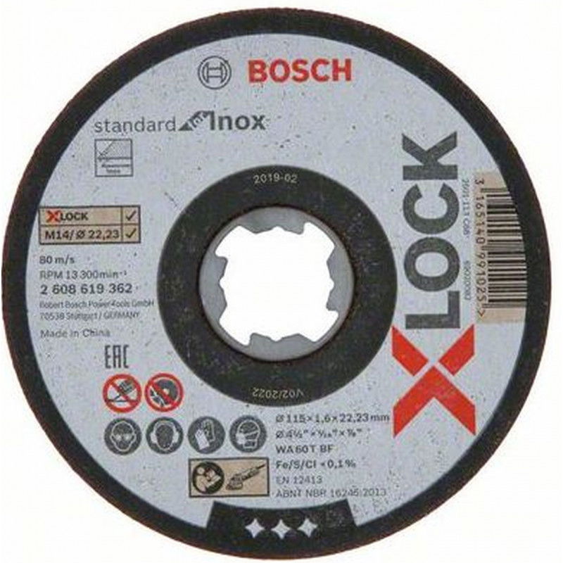 Bosch 2608619362 X-LOCK Standard for Inox vágótárcsa 115mm termék fő termékképe