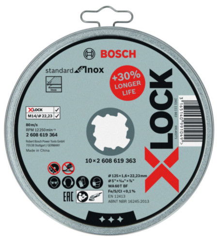 Bosch 2608619364 X-LOCK Standard for Inox vágótárcsa 125mm termék fő termékképe