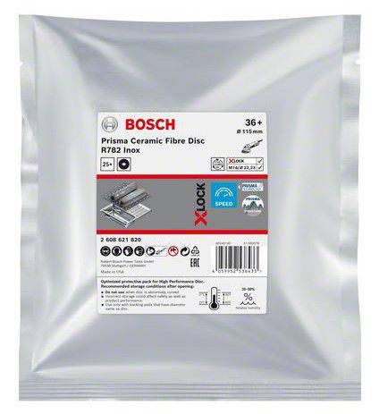 Bosch 2608621820 R782 Inox X-LOCK Prisma kerámiaszemcsés fíbertárcsa 115mm G36 25db termék fő termékképe