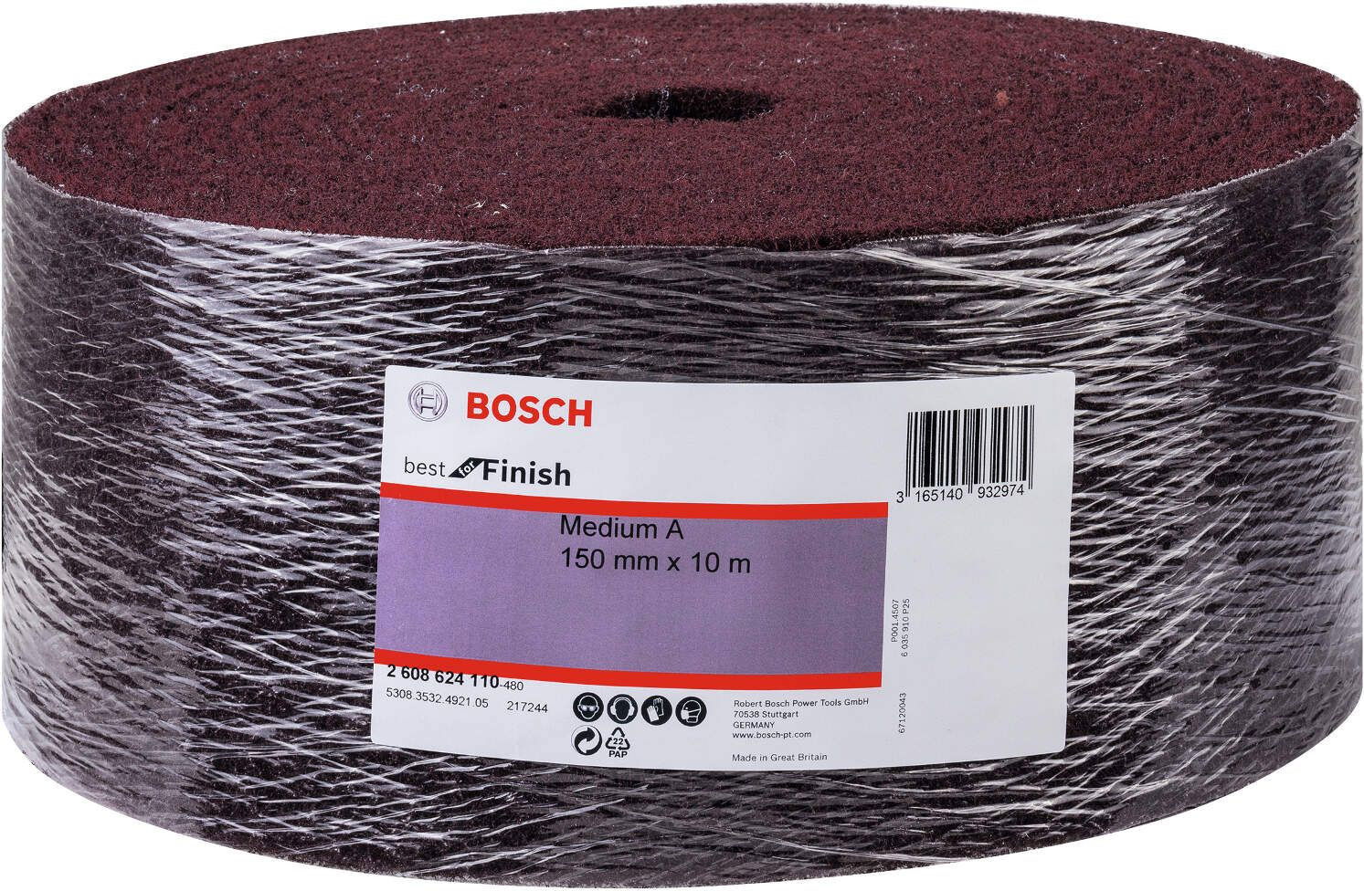Bosch 2608624110 N476 Bes for Finish Coarse filckorong 150mm 10m Medium A gesztenyebarna termék fő termékképe