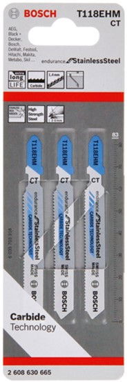 Bosch 2608630665 T 118 EHM Endurance for Stainless Steel szúrófűrészlap 3db termék fő termékképe