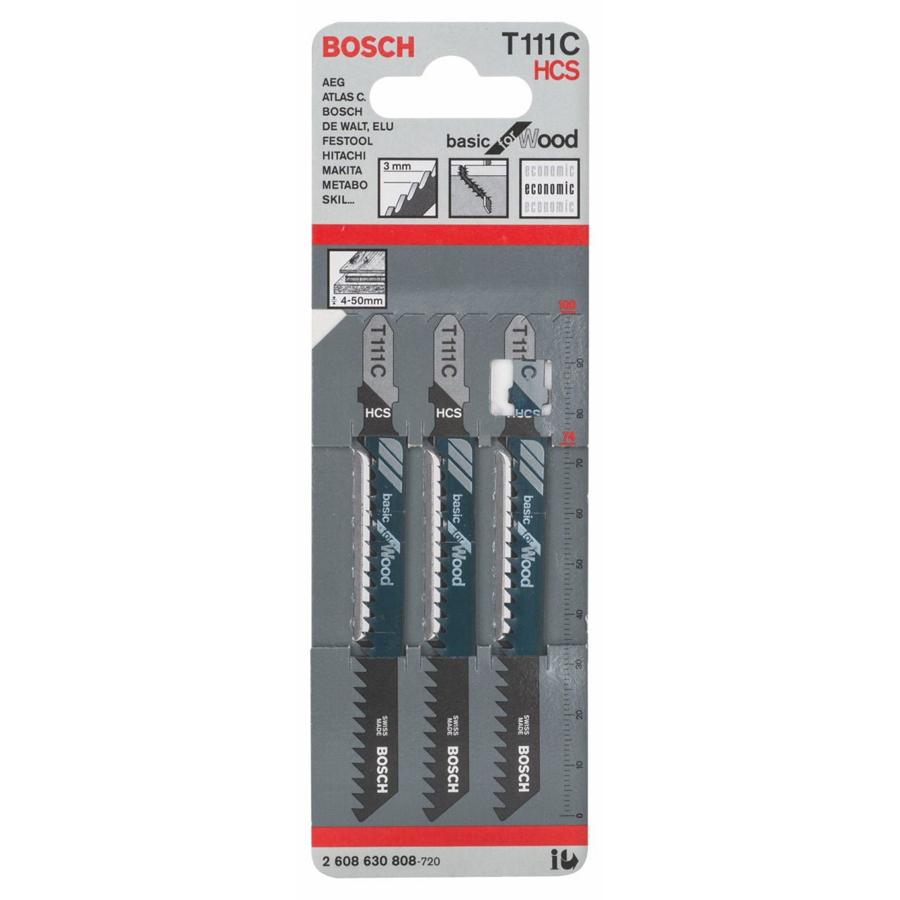 Bosch 2608630808 T 111 C Basic for Wood szúrófűrészlap 3db termék fő termékképe