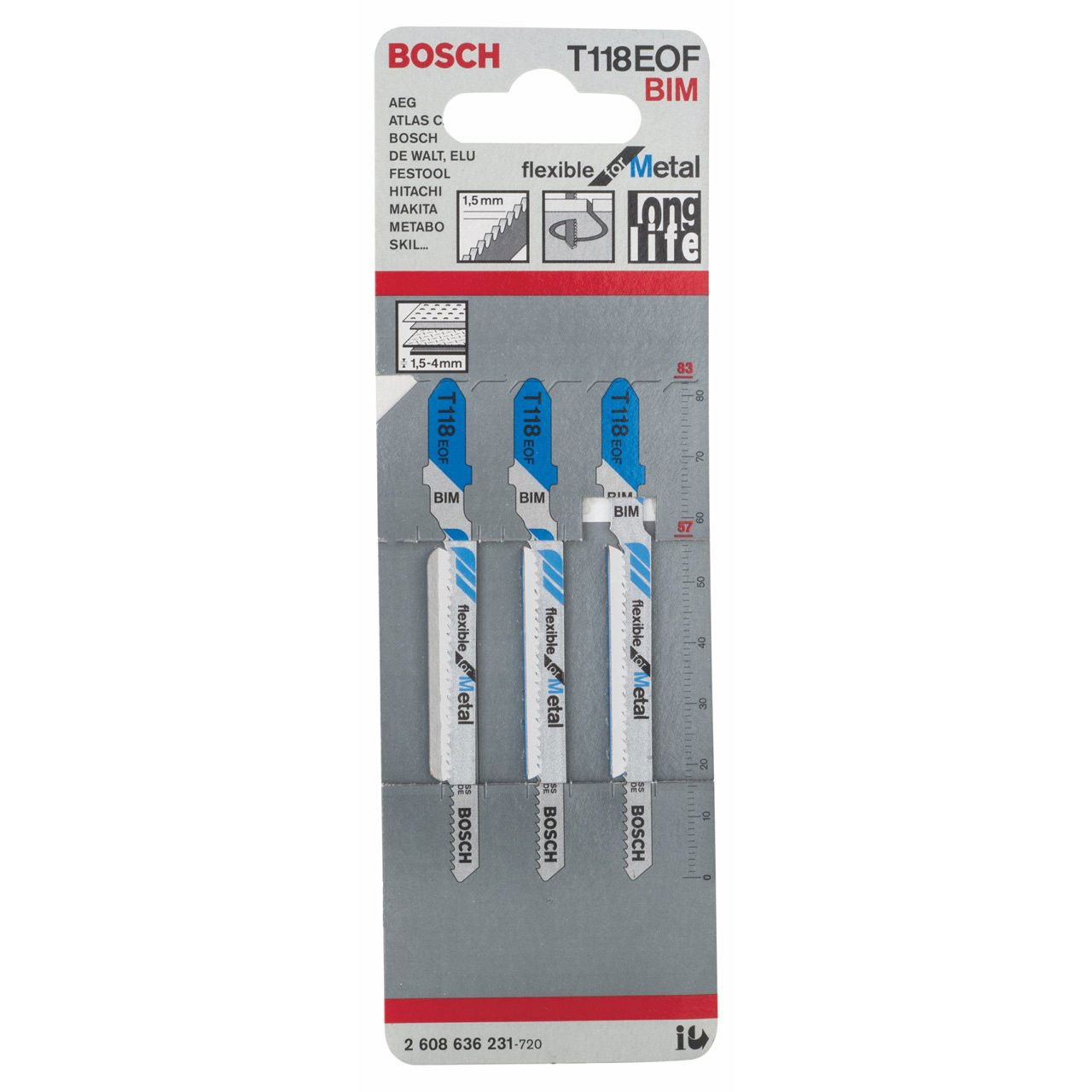 Bosch 2608636231 T 118 EOF Flexible for Metal szúrófűrészlap 3db termék fő termékképe