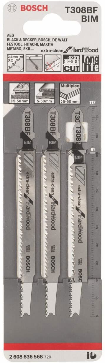 Bosch 2608636568 T 308 BF Extra-Clean for Hard Wood szúrófűrészlap 3db termék fő termékképe