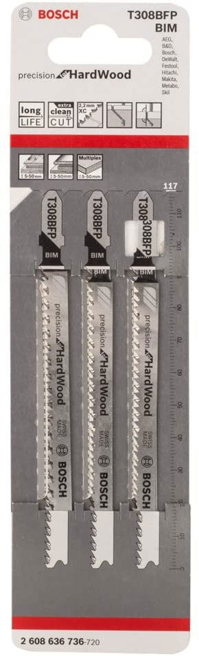 Bosch 2608636736 T 308 BFP Precision for Hard Wood szúrófűrészlap 3db termék fő termékképe