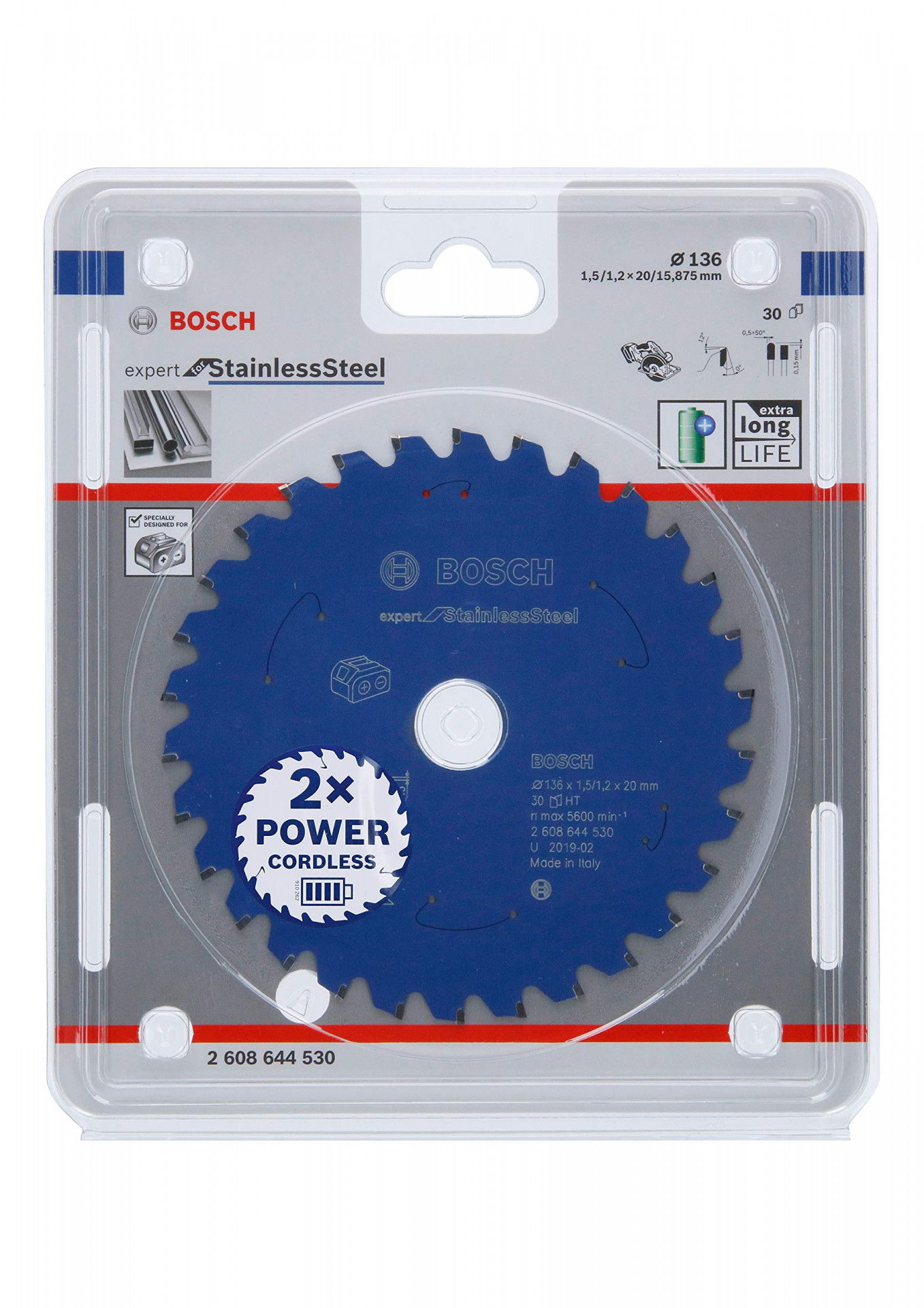 Bosch 2608644530 Expert for Stainless Steel körfűrészlap 136x20mm Z=30 termék fő termékképe