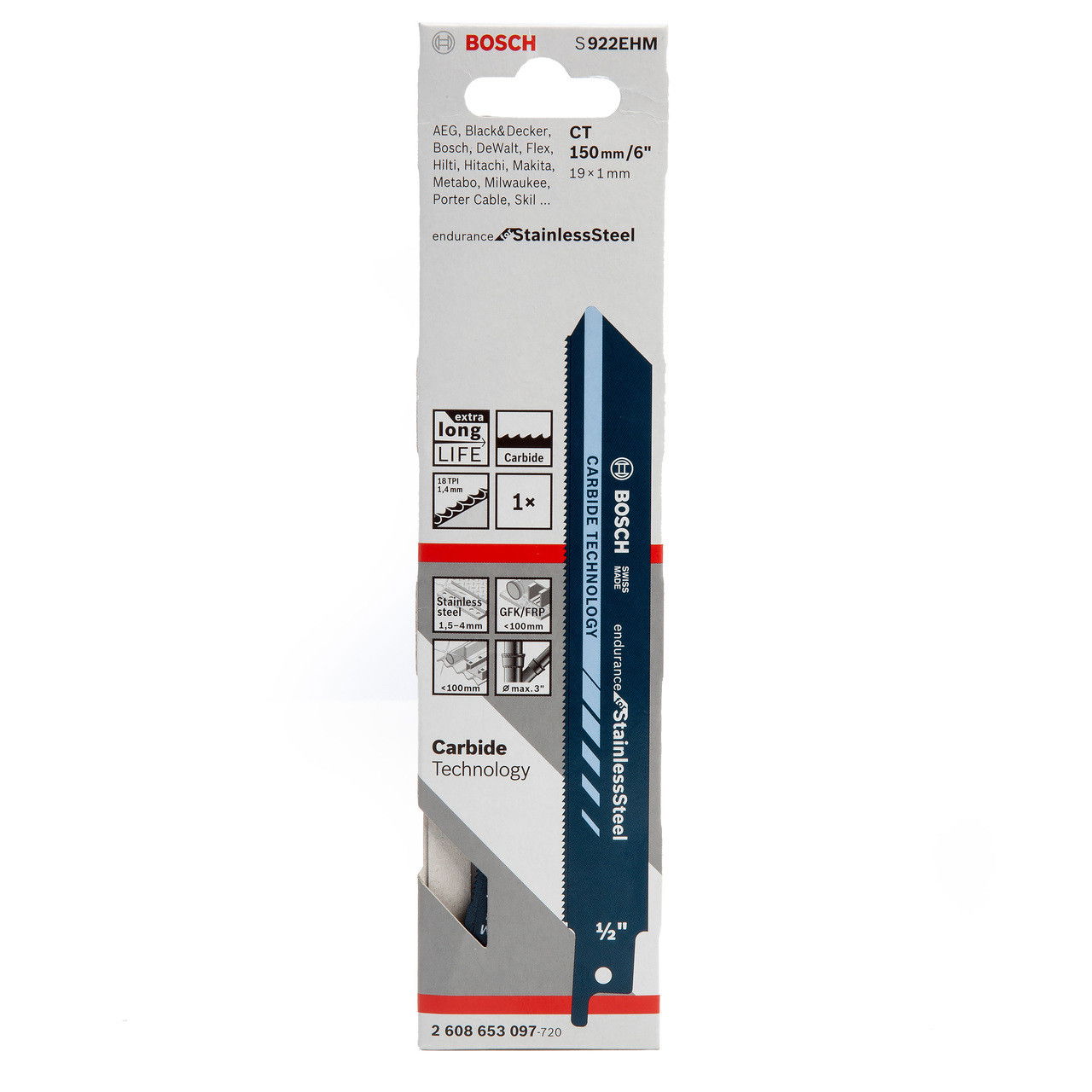 Bosch S 922 EHM Endurance for Stainless Steel szablyafűrészlap 1,4x150mm termék fő termékképe