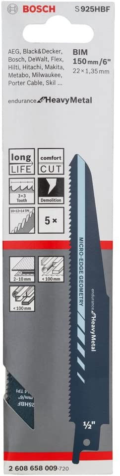 Bosch S 925 HBF Endurance for Metal szablyafűrészlap 5db termék fő termékképe