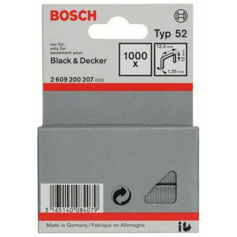 Bosch 2609200207 52-es típusú laposhuzal tűzőkapocs 12mm 1000db termék fő termékképe
