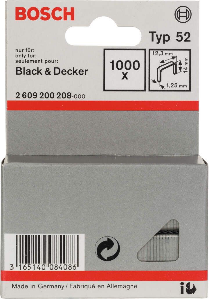 Bosch 2609200208 52-es típusú laposhuzal tűzőkapocs 14mm 1000db termék fő termékképe