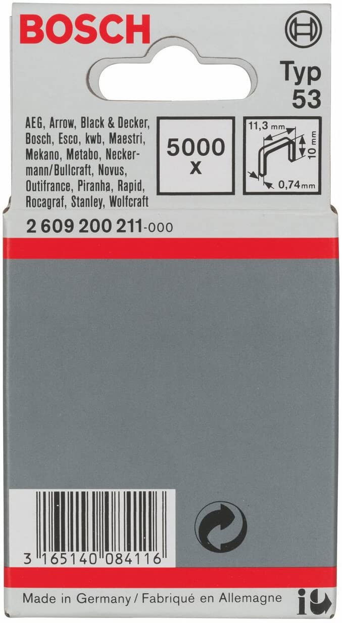 Bosch 2609200211 53-as típusú keskeny laposhuzal tűzőkapocs 10mm 5000db termék fő termékképe