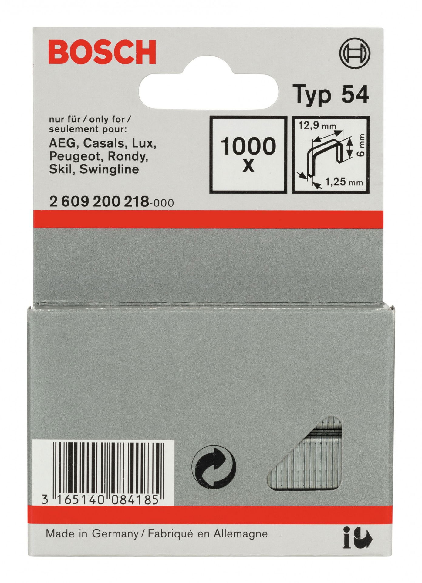 Bosch 2609200218 54-es típusú laposhuzal tűzőkapocs 6mm 1000db termék fő termékképe