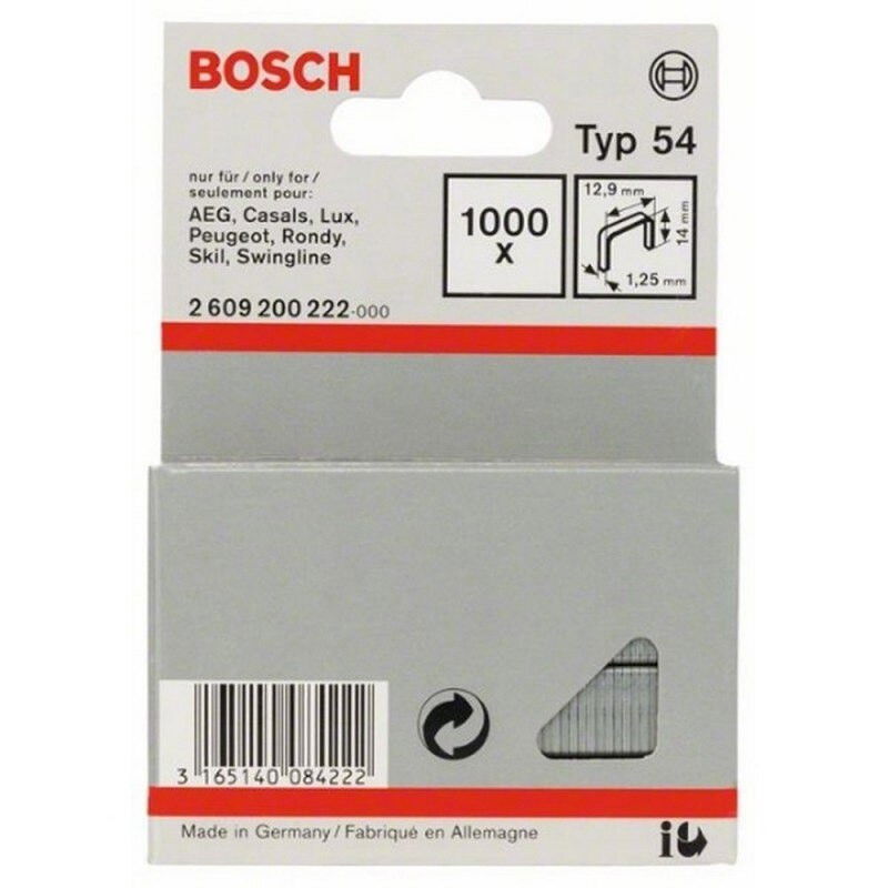 Bosch 2609200222 54-es típusú laposhuzal tűzőkapocs 14mm 1000db termék fő termékképe