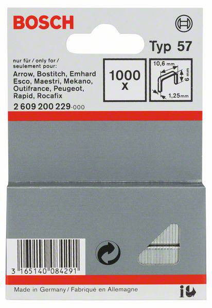 Bosch 2609200229 57-es típusú laposhuzal tűzőkapocs 6mm 1000db termék fő termékképe