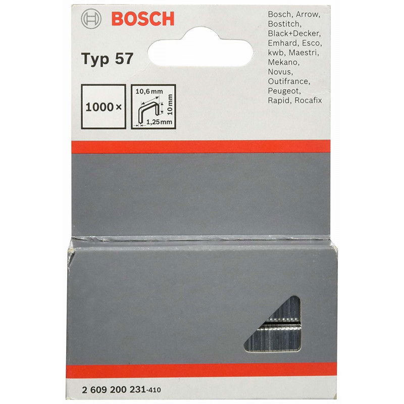 Bosch 2609200231 57-es típusú laposhuzal tűzőkapocs 10mm 1000db termék fő termékképe