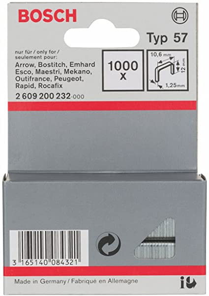 Bosch 2609200232 57-es típusú laposhuzal tűzőkapocs 12mm 1000db termék fő termékképe