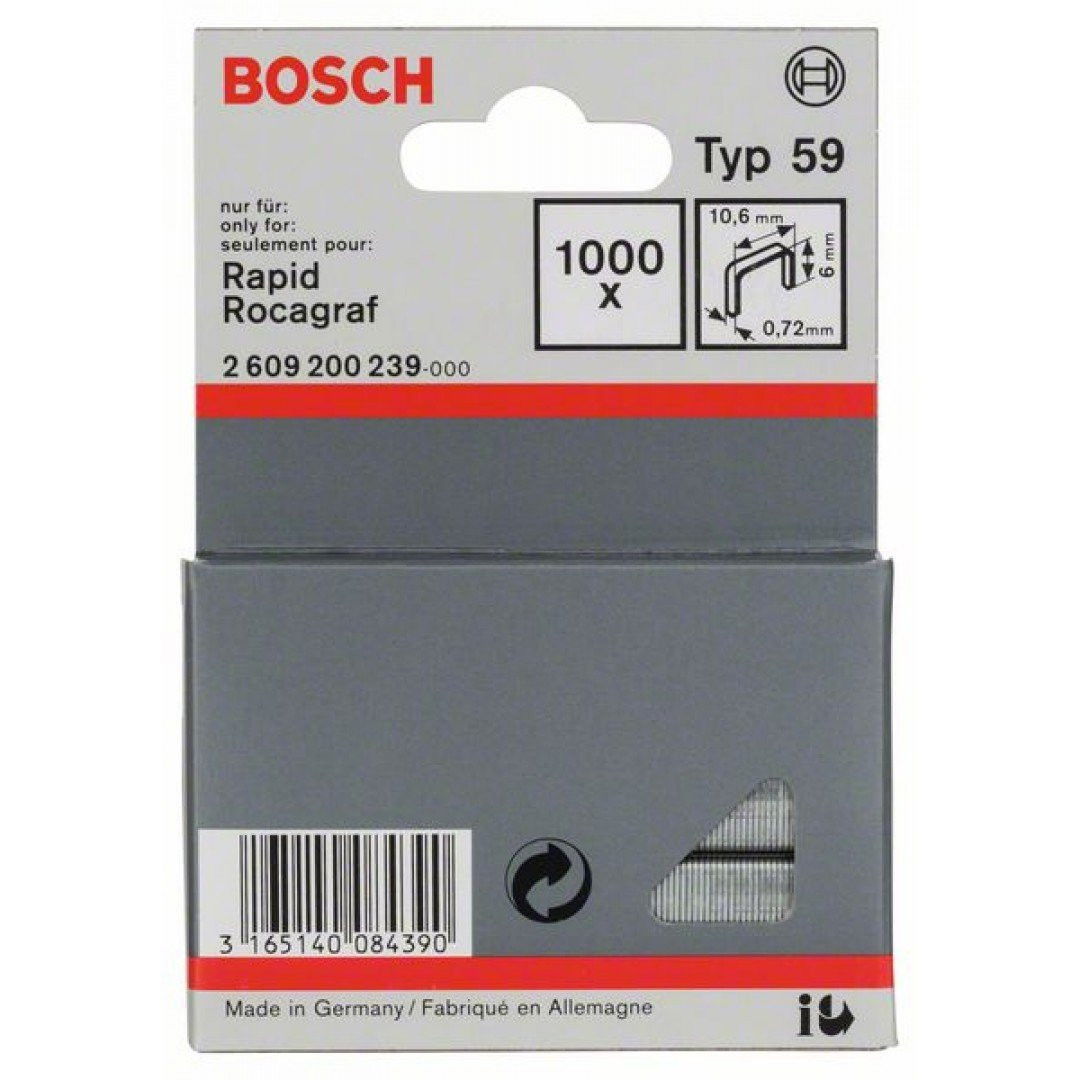 Bosch 2609200239 59-es keskeny laposhuzal tűzőkapocs 6mm 1000db termék fő termékképe