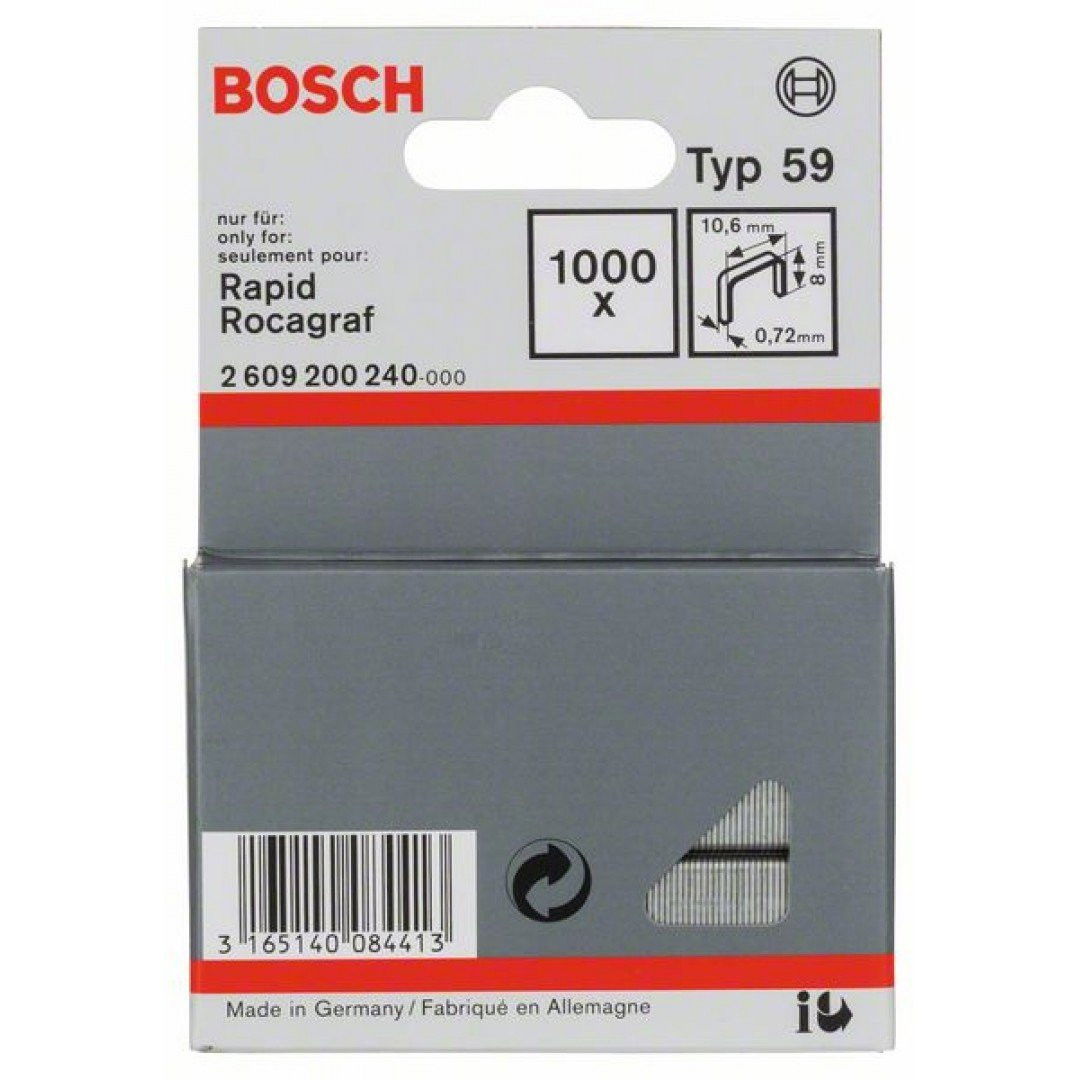 Bosch 2609200240 59-es keskeny laposhuzal tűzőkapocs 8mm 1000db termék fő termékképe