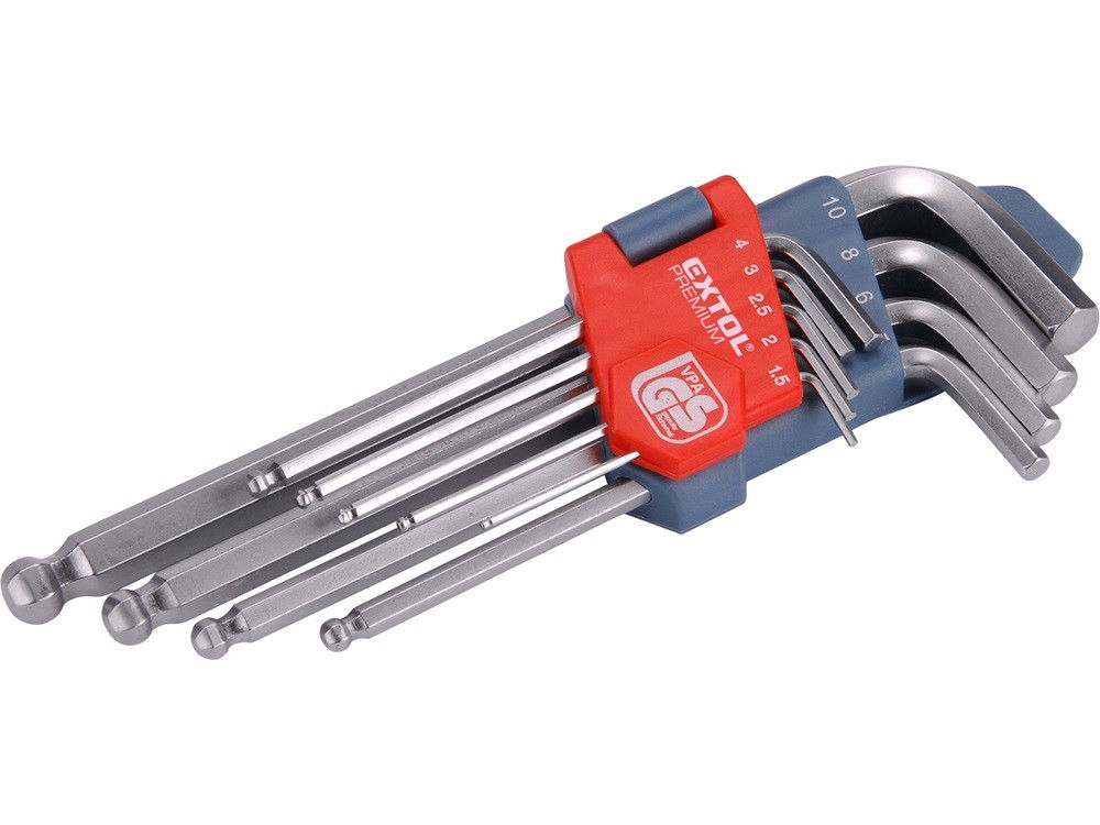 Extol 66009 imbuszkulcs klt 1,5-10mm CV gömbfej termék fő termékképe