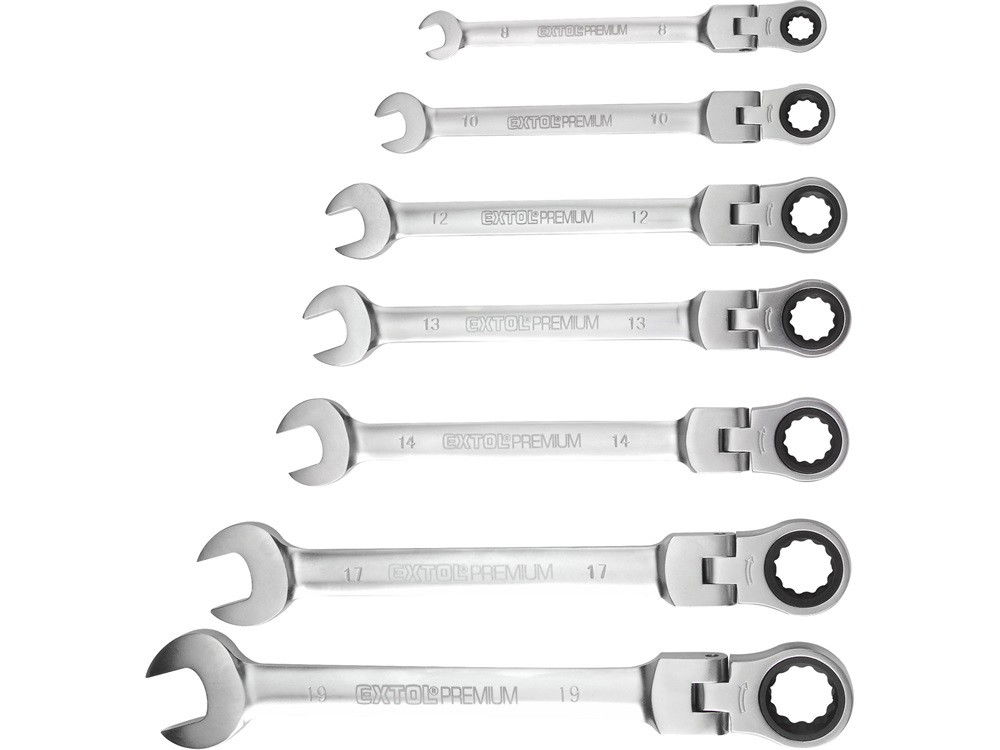 Extol 8816105 csuklós racsnis csillag-villás kulcs klt 8-19mm termék fő termékképe