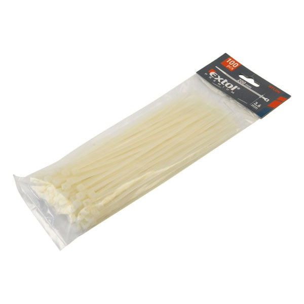 Extol 8856106 kábelkötegelő 100db-os fehér nylon 3,6x200mm termék fő termékképe