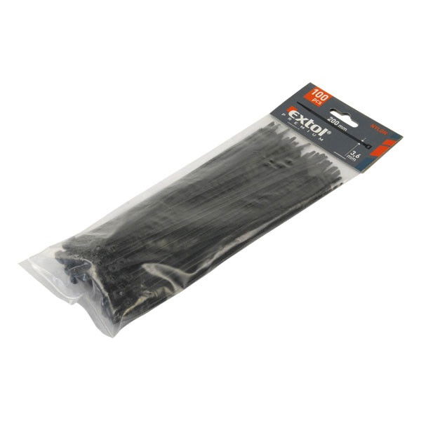Extol 8856168 kábelkötegelő 100db-os fekete nylon 4,8x500mm termék fő termékképe