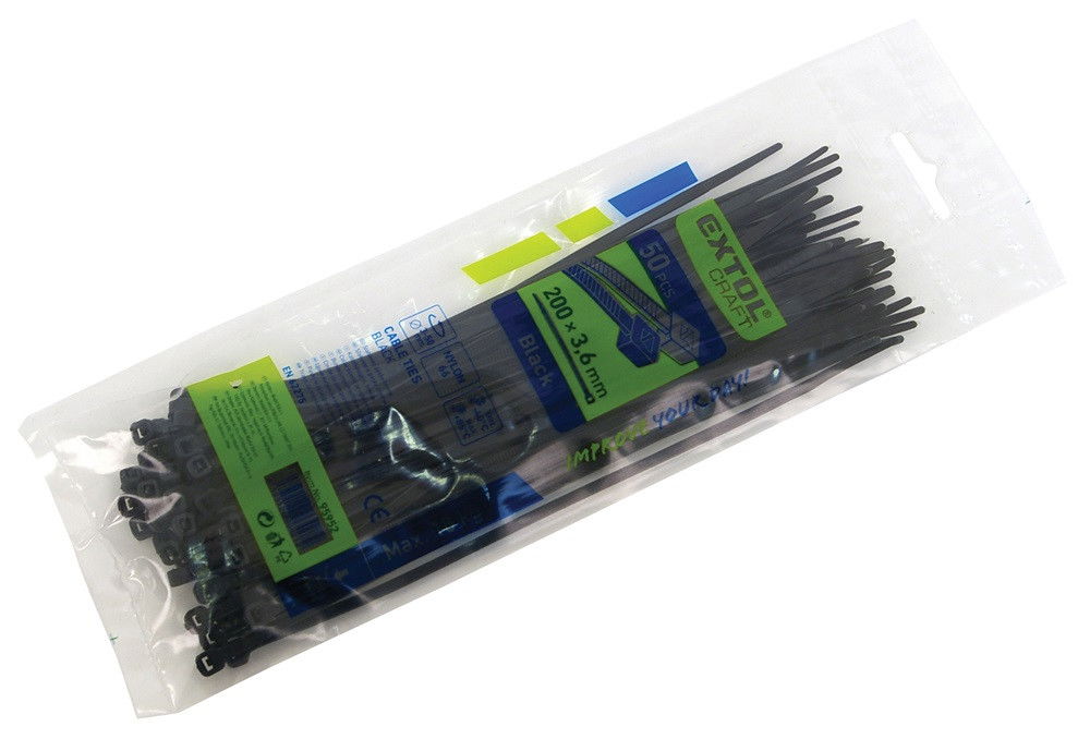 Extol 8856172 kábelkötegelő 50db-os fekete nylon 7,6x500mm termék fő termékképe