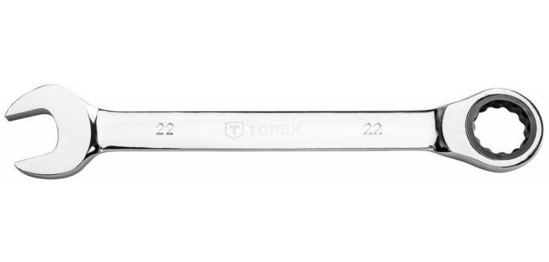 Topex 35D749 racsnis csillag-villáskulcs, CrV acél, 48-fogú, 22 mm termék fő termékképe